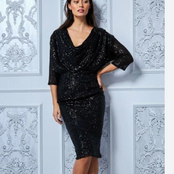 Goddiva Navy Sequin Party Dress - Picture 5 of 5